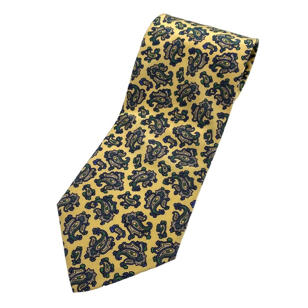 Vintage Italian Giober Roma Gold & Blue Professional Classic Paisley  Silk Tie
